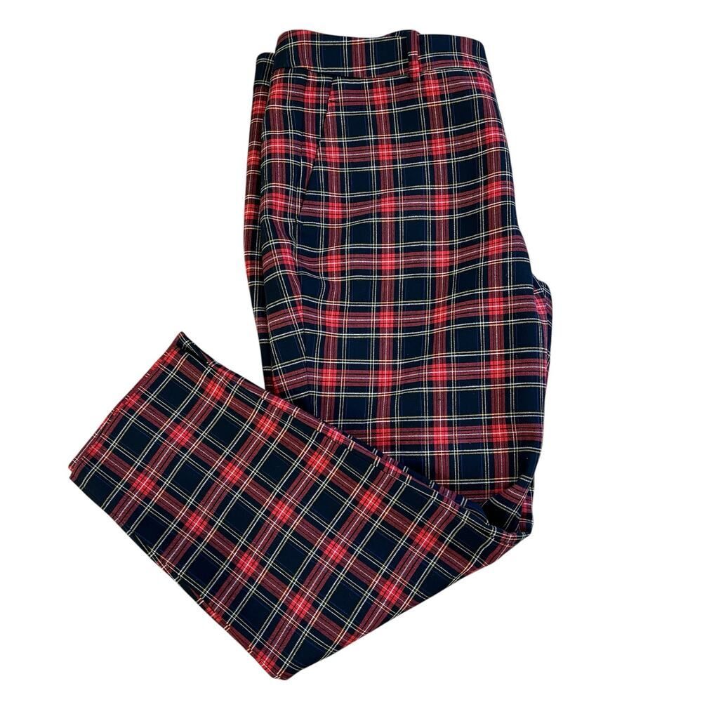 Zara Tartan Plaid Check Ankle Straight Leg Pants goth academic size 12 baddie